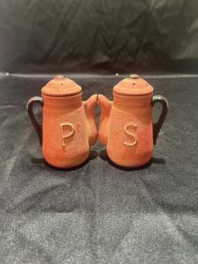 Vintage Textured Red Coffee Pot Salt and Pepper Shakers